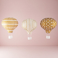 HOT AIR BALLOON PAPER LANTERN SET IN GOLD AND WHITE (3/pkg) - AyaZay Wedding Shoppe