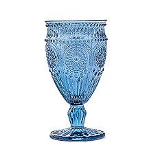 VINTAGE INSPIRED PRESSED GLASS GOBLET IN BLUE