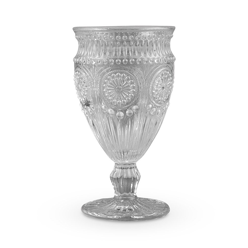 VINTAGE INSPIRED PRESSED GLASS GOBLET IN GREY