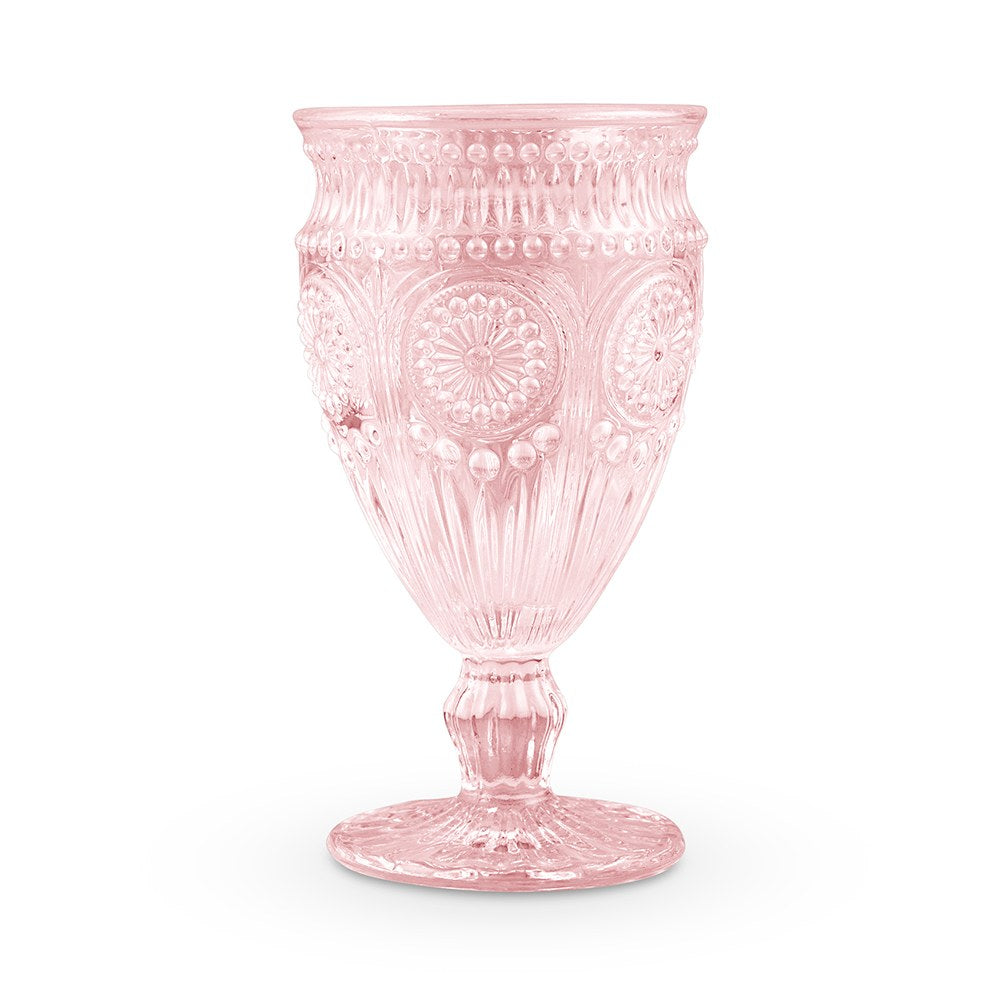 VINTAGE INSPIRED PRESSED GOBLET IN BLUSH PINK