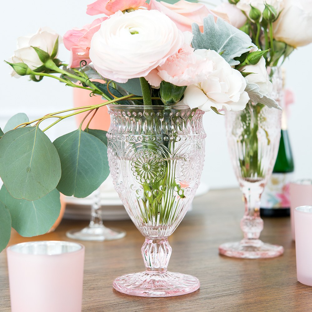 VINTAGE INSPIRED PRESSED GOBLET IN BLUSH PINK