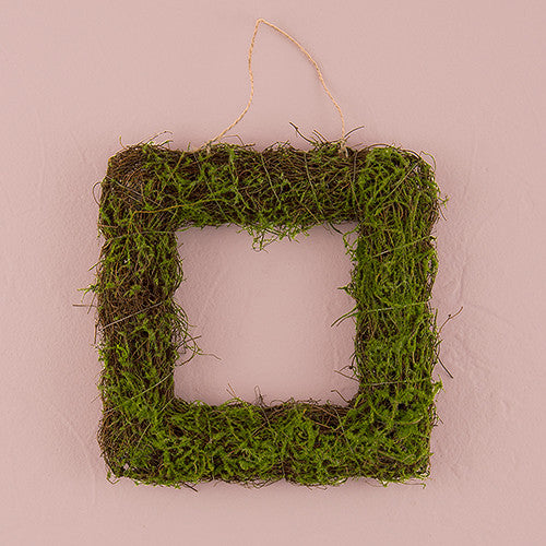 FAUX MOSS AND WICKER SQUARE FRAME - MEDIUM - AyaZay Wedding Shoppe