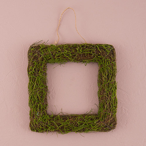 FAUX MOSS AND WICKER SQUARE FRAME - MEDIUM - AyaZay Wedding Shoppe