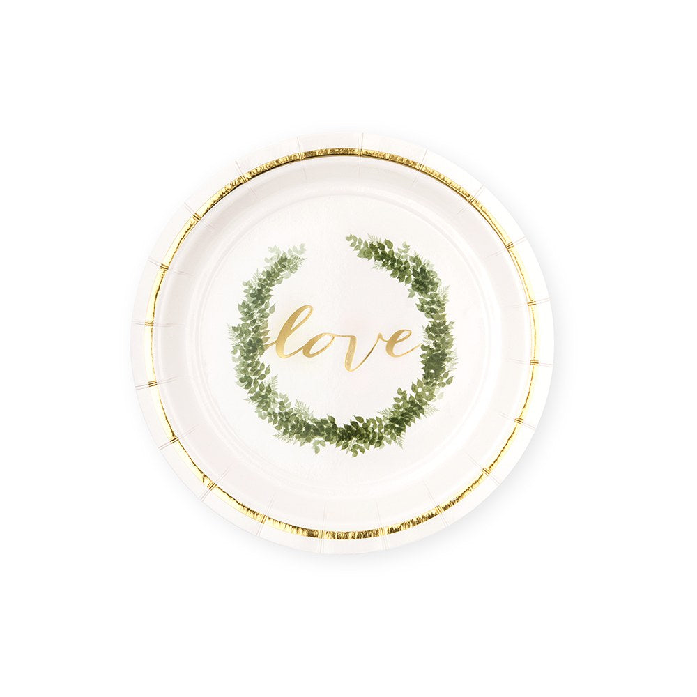 DISPOSABLE PAPER TABLEWARE SET - LOVE WREATH (SERVES 24)