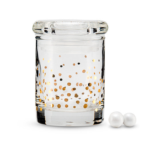 GOLD FOIL CONFETTI MINI GLASS FAVOUR JAR WITH LID (6/pkg) - AyaZay Wedding Shoppe