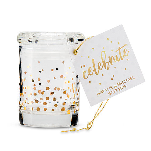 GOLD FOIL CONFETTI MINI GLASS FAVOUR JAR WITH LID (6/pkg) - AyaZay Wedding Shoppe