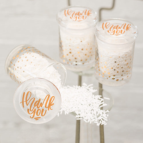 GOLD FOIL CONFETTI MINI GLASS FAVOUR JAR WITH LID (6/pkg) - AyaZay Wedding Shoppe