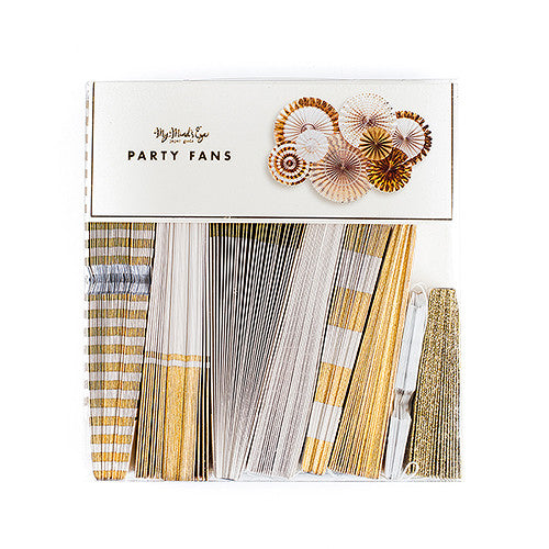 GOLD FOIL PAPER FAN PARTY DECORATIONS (pkg of 8) - AyaZay Wedding Shoppe