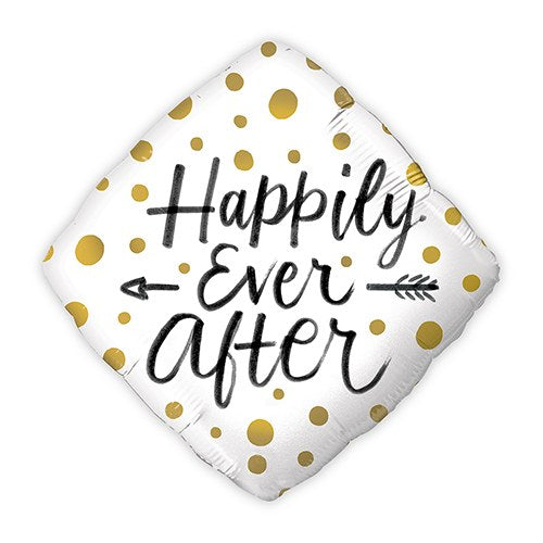 MYLAR FOIL HELIUM PARTY BALLOON WEDDING DECORATION - GOLD POLKA DOT HAPPILY EVER AFTER - AyaZay Wedding Shoppe