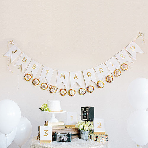 GOLD FOIL "JUST MARRIED" PENNANT BANNER - AyaZay Wedding Shoppe
