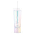 IRIDESCENT PERSONALIZED PLASTIC DRINK TUMBLER - CALLIGRAPHY TEXT PRINTING