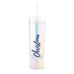 IRIDESCENT PERSONALIZED PLASTIC DRINK TUMBLER - CALLIGRAPHY TEXT PRINTING