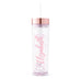 ROSE GOLD SPARKLE PERSONALIZED PLASTIC DRINK TUMBLER - CALLIGRAPHY TEXT PRINTING