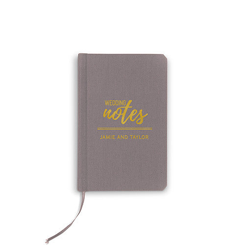 CHARCOAL LINEN POCKET JOURNAL - WEDDING NOTES EMBOSS - AyaZay Wedding Shoppe