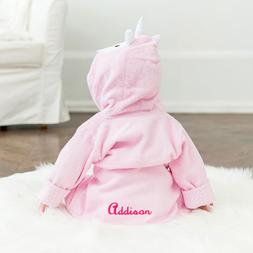 ANIMAL FACE HOODED BATHROBE - PINK UNICORN - AyaZay Wedding Shoppe