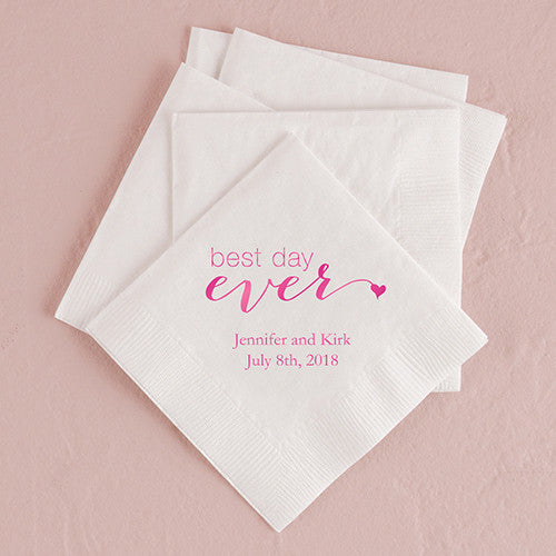 "BEST DAY EVER" PRINTED BEVERAGE NAPKINS (50/pkg) - AyaZay Wedding Shoppe