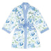 BLUE WATERCOLOR FLORAL SILKY KIMONO ROBE ON BLUE - AyaZay Wedding Shoppe