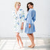 BLUE WATERCOLOR FLORAL SILKY KIMONO ROBE ON WHITE - AyaZay Wedding Shoppe