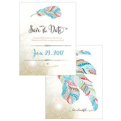 FEATHER WHIMSY SAVE THE DATE CARD - AyaZay Wedding Shoppe