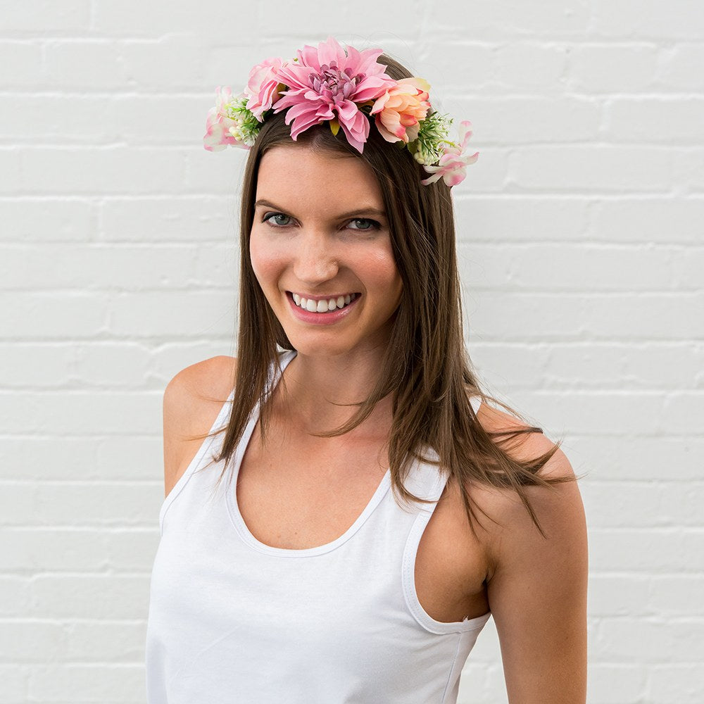 BRIDAL PARTY FLOWER CROWN WREATH - DUSTY PINK DAHLIA MEDLEY