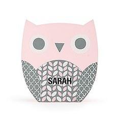 PERSONALIZED WOODEN PIGGY BANK - PINK OWL - AyaZay Wedding Shoppe