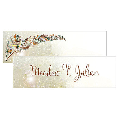 FEATHER WHIMSY SMALL RECTANGULAR FAVOUR TAG - AyaZay Wedding Shoppe