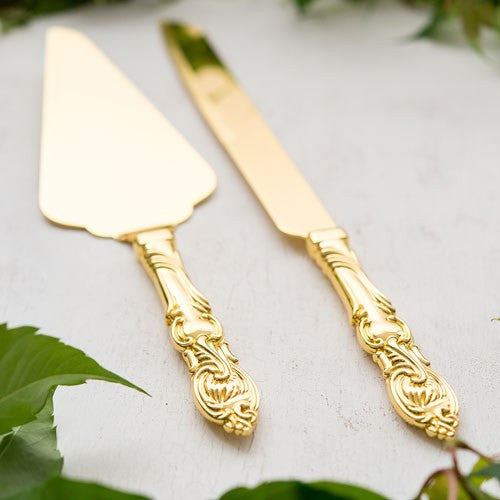 CAKE SERVING SET - CLASSIC GOLD ROMANCE - AyaZay Wedding Shoppe