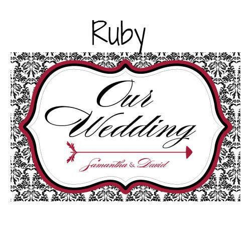 LOVE BIRD DAMASK WEDDING DIRECTIONAL SIGN - AyaZay Wedding Shoppe