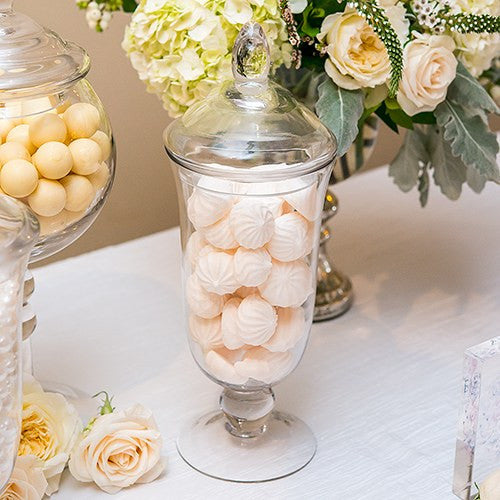 DECORATIVE PEDESTALLED APOTHECARY  JAR WITH BELL SHAPED BOWL - AyaZay Wedding Shoppe