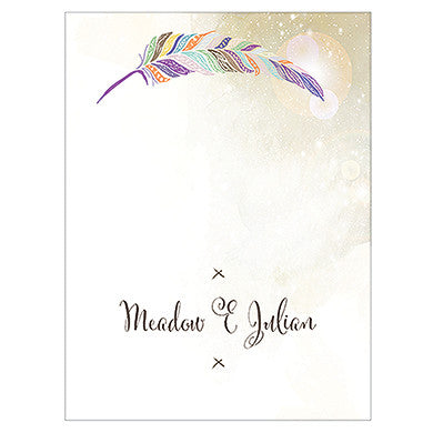 FEATHER WHIMSY PLACE CARD WITH FOLD - AyaZay Wedding Shoppe