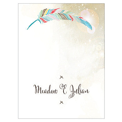 FEATHER WHIMSY PLACE CARD WITH FOLD - AyaZay Wedding Shoppe
