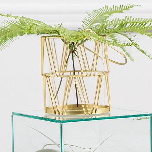 GOLD GEOMETRIC CANDLE LANTERN (2/pkg) - AyaZay Wedding Shoppe
