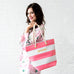 BLISS STRIPED TOTE - PINK AND WHITE - AyaZay Wedding Shoppe