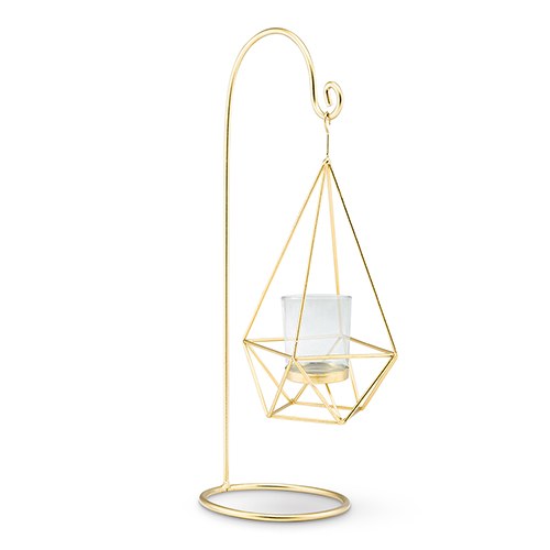 LARGE GOLD GEOMETRIC HANGING TEALIGHT HOLDER (2/pkg) - AyaZay Wedding Shoppe