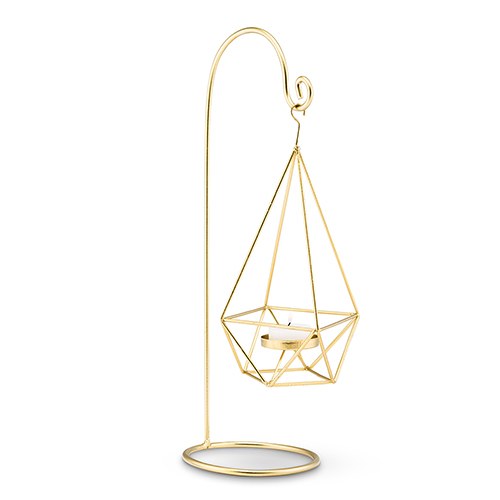 LARGE GOLD GEOMETRIC HANGING TEALIGHT HOLDER (2/pkg) - AyaZay Wedding Shoppe