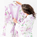 LAVENDER WATERCOLOR FLORAL SILKY KIMONO ROBE ON LAVENDER - AyaZay Wedding Shoppe