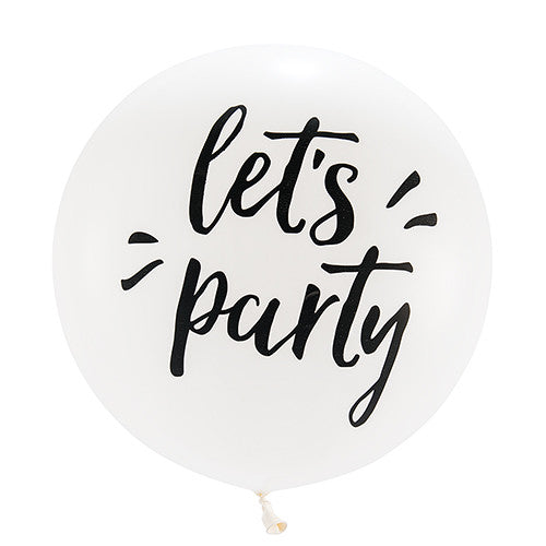 36" JUMBO WHITE ROUND WEDDING BALLOON - "Let's Party" - AyaZay Wedding Shoppe