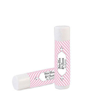 "CANDY STRIPE" PERSONALIZED LIP BALMS (12/pkg) - AyaZay Wedding Shoppe