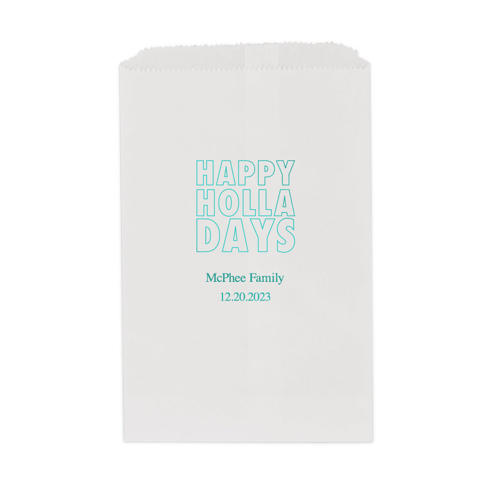 HAPPY HOLLADAYS FLAT POCKET STYLE GOODIE BAG