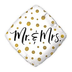 MYLAR FOIL HELIUM PARTY BALLOON WEDDING DECORATION - GOLD POLKA DOT MR. & MRS. - AyaZay Wedding Shoppe