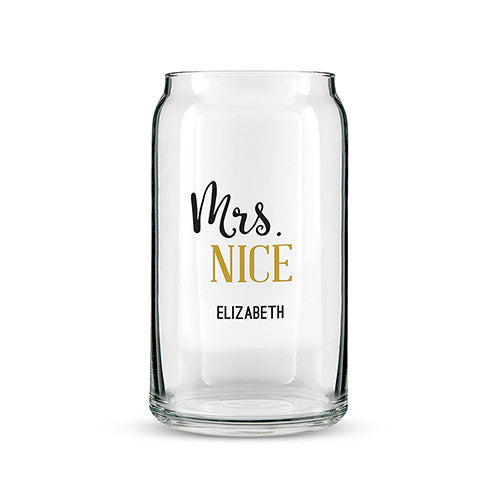 CAN SHAPED GLASS PERSONALIZED - MRS. NICE PRINTING - AyaZay Wedding Shoppe