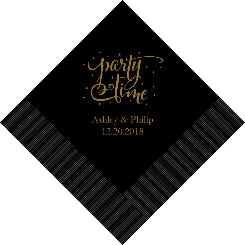 PERSONALIZED FOIL PRINTED PAPER NAPKINS - Party Time
(50/pkg)