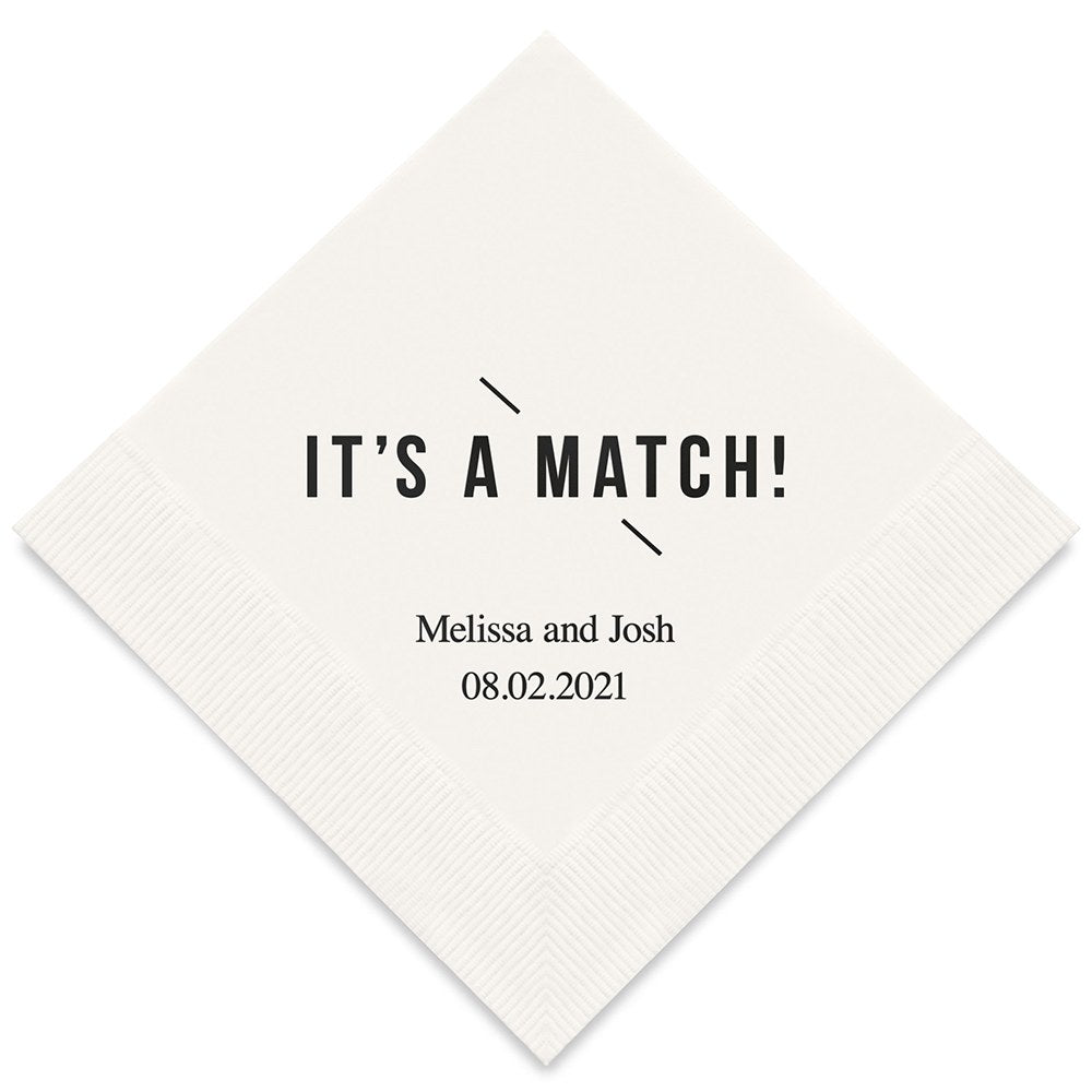 PERSONALIZED FOIL PRINTED PAPER NAPKINS - It’s A Match!
(50/pkg)