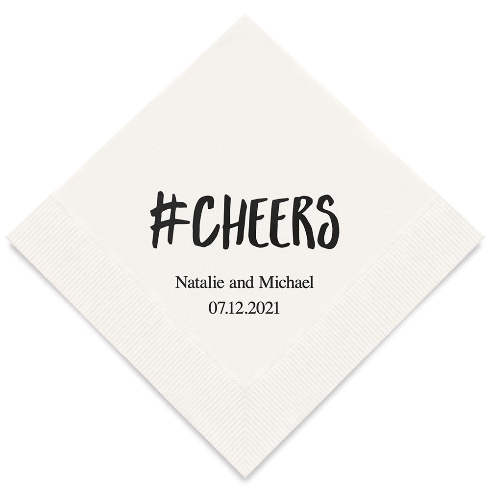 PERSONALIZED FOIL PRINTED PAPER NAPKINS - Hashtag Cheers
(50/pkg)