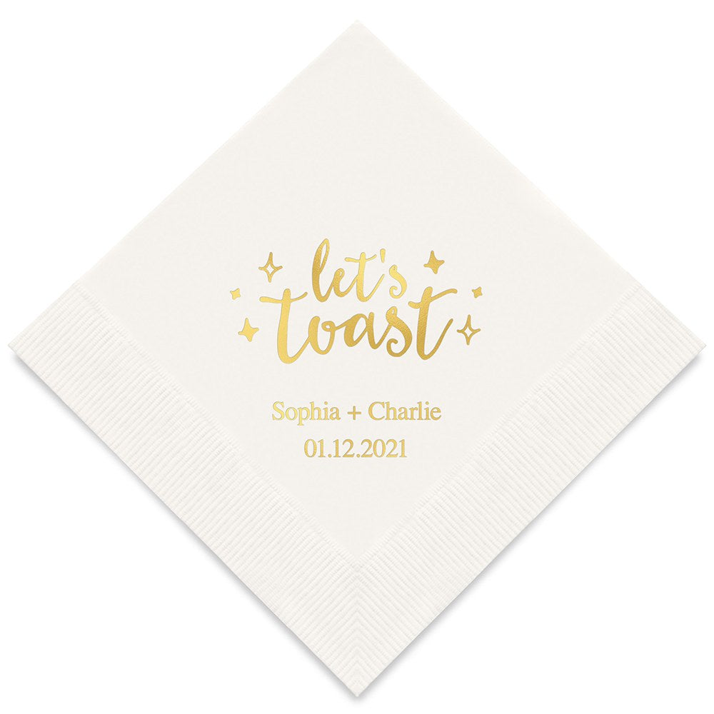 PERSONALIZED FOIL PRINTED PAPER NAPKINS - Let’s Toast
(50/pkg)