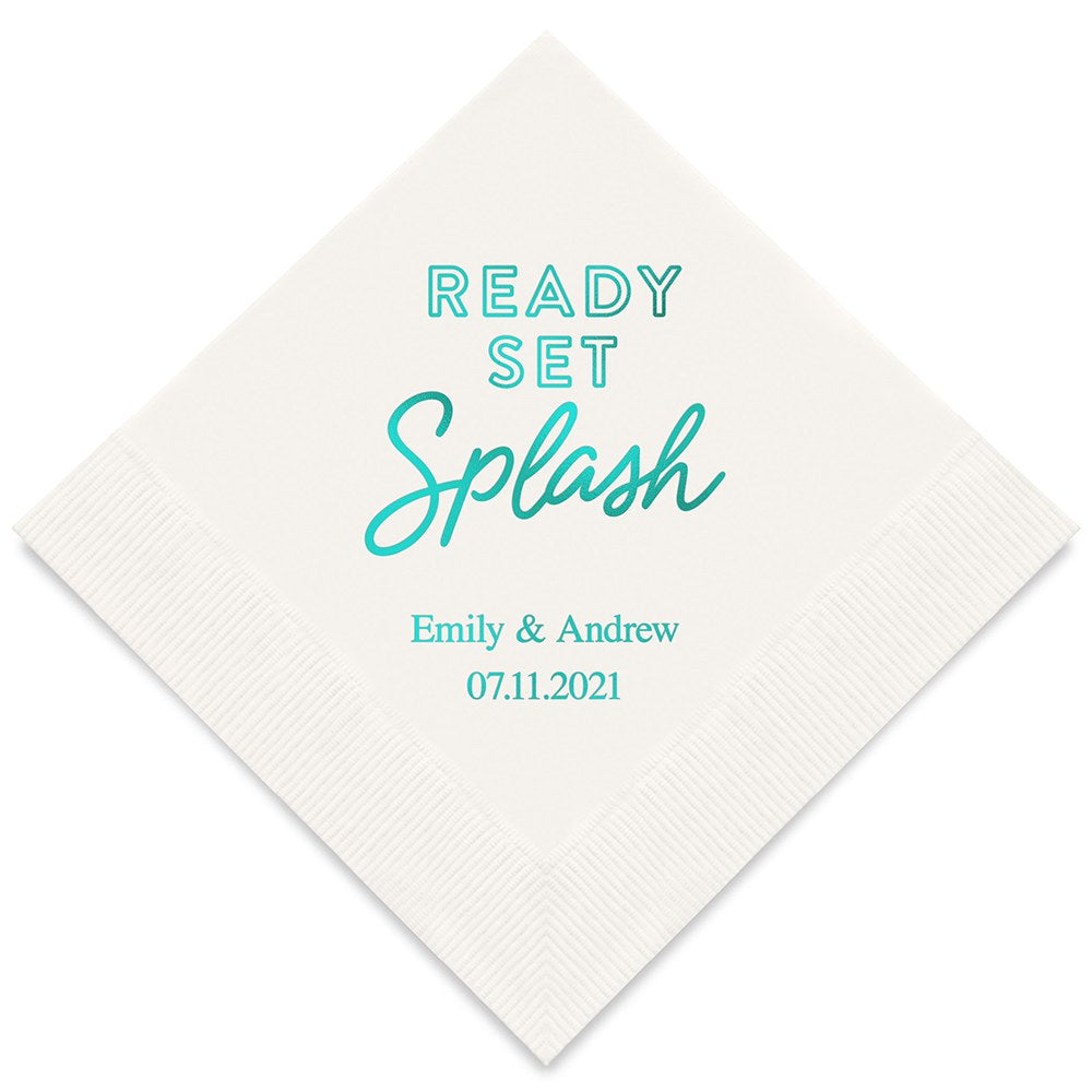 PERSONALIZED FOIL PRINTED PAPER NAPKINS - Ready Set Splash
(50/pkg)
