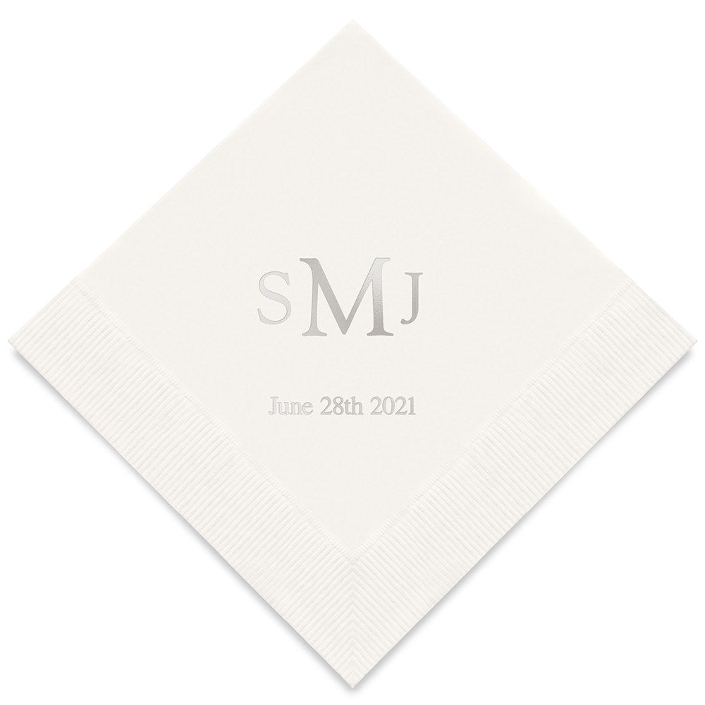 PERSONALIZED FOIL PRINTED PAPER NAPKINS - Traditional Monogram
(50/pkg)