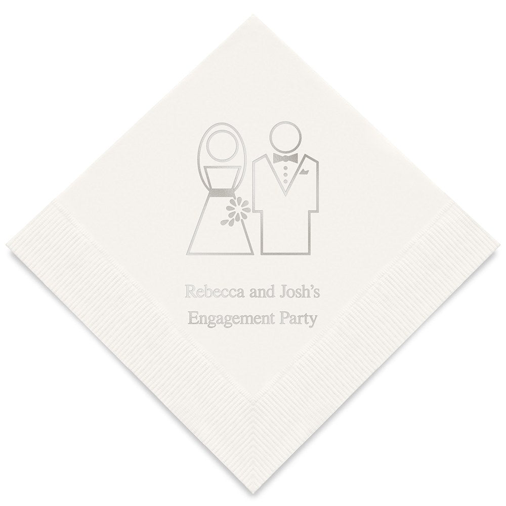 PERSONALIZED FOIL PRINTED PAPER NAPKINS - Stylized Bride And Groom
(50/pkg)