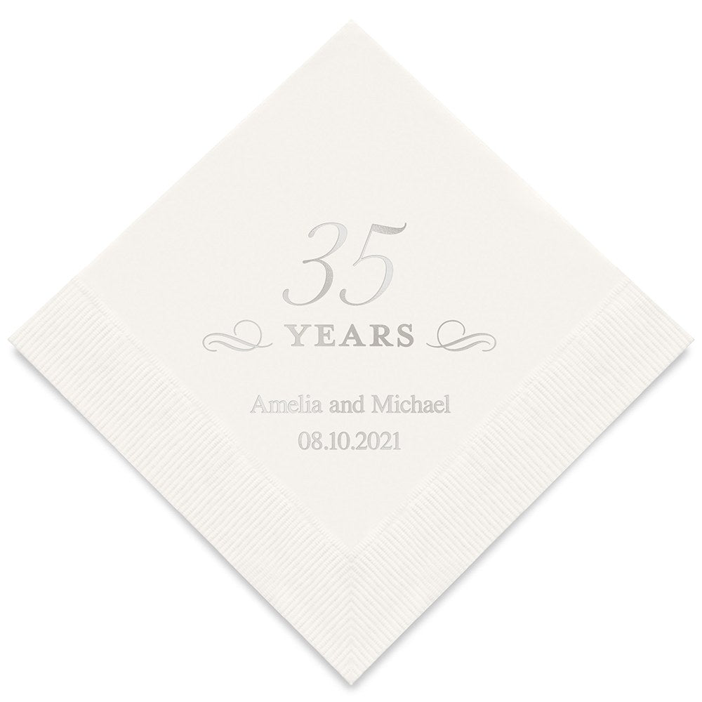 PERSONALIZED FOIL PRINTED PAPER NAPKINS - 35 Years
(50/pkg)