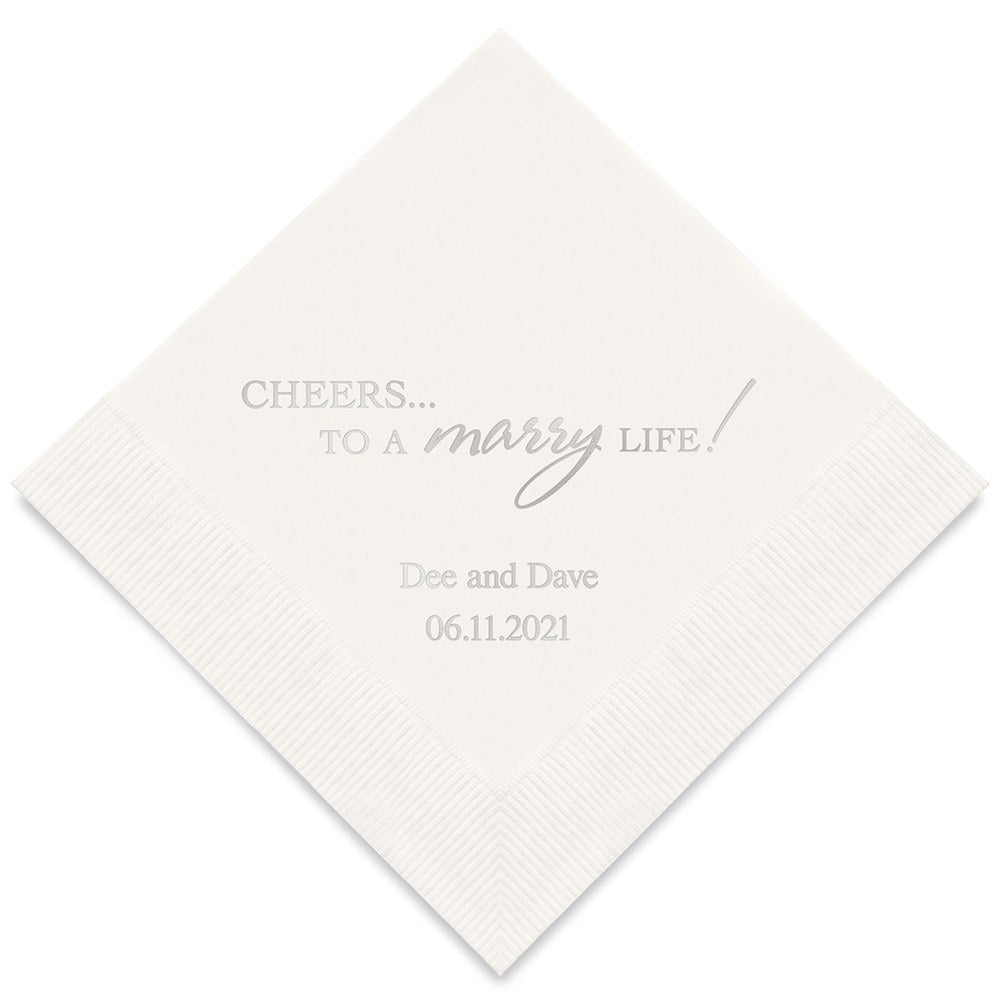 PERSONALIZED FOIL PRINTED PAPER NAPKINS - Cheers To A Marry Life
(50/pkg)